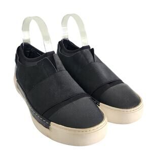 J Slides Womens Voila Slip On Sneaker Size 8.5 Black Leather Platform Minimalist